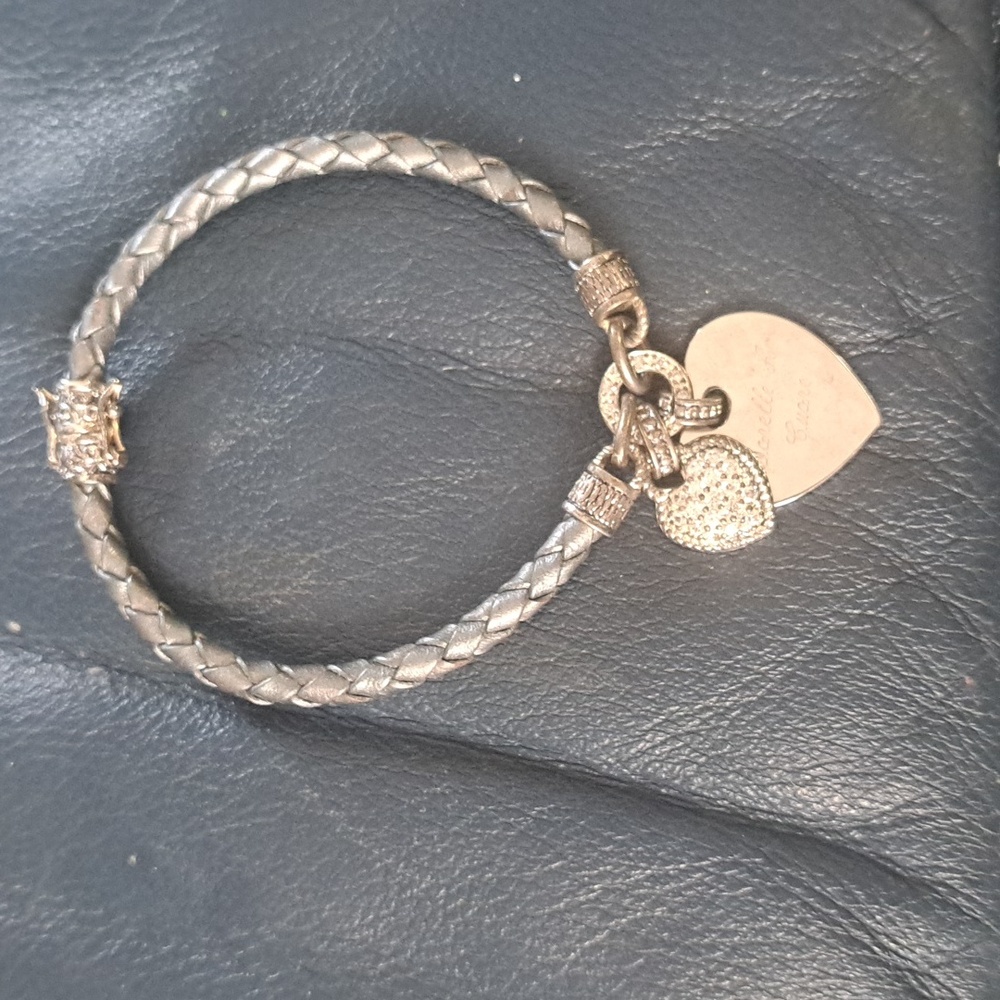 Things Remembered Grey Braided Leather Hearts